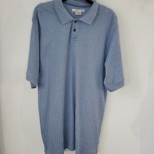 Geoffrey Beene Light Blue Ribbed Polo Shirt